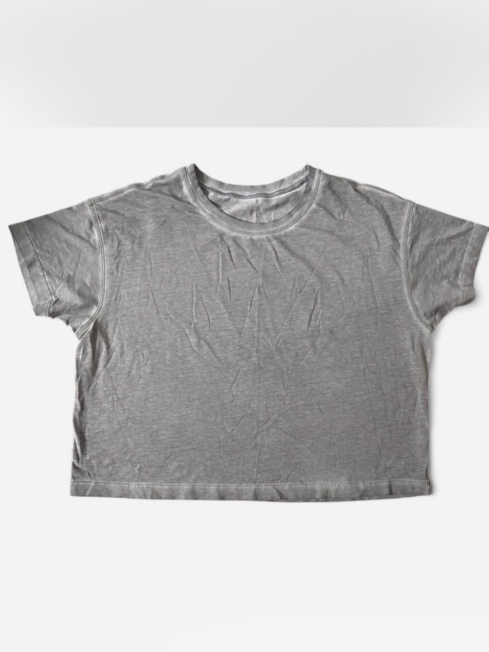 Lululemon Cates Gray Crop Yoga Boxy Relaxed Lounge Crewneck Tee Size 6
